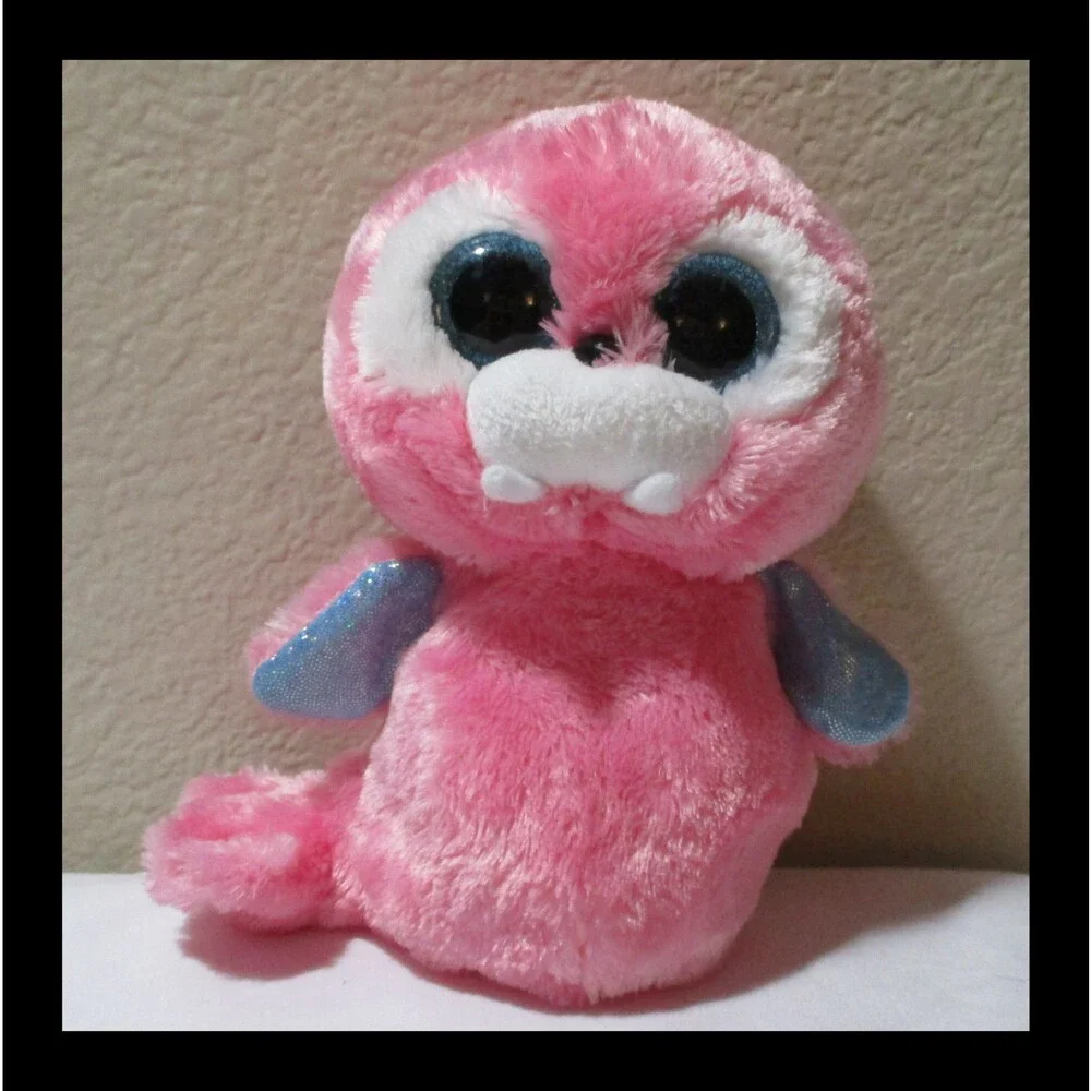 Ty Beanie Boos Tusk the Pink Walrus Big Blue Glitter Eyes USED